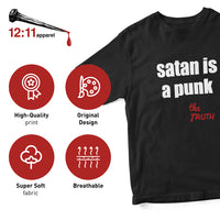 Load image into Gallery viewer, satan is a punk. Spiritual Warfare Christian Graphic T-Shirt
